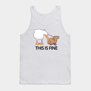 This is fine Meme funny Capybara dog Pelican Nihilism Joke Tank Top